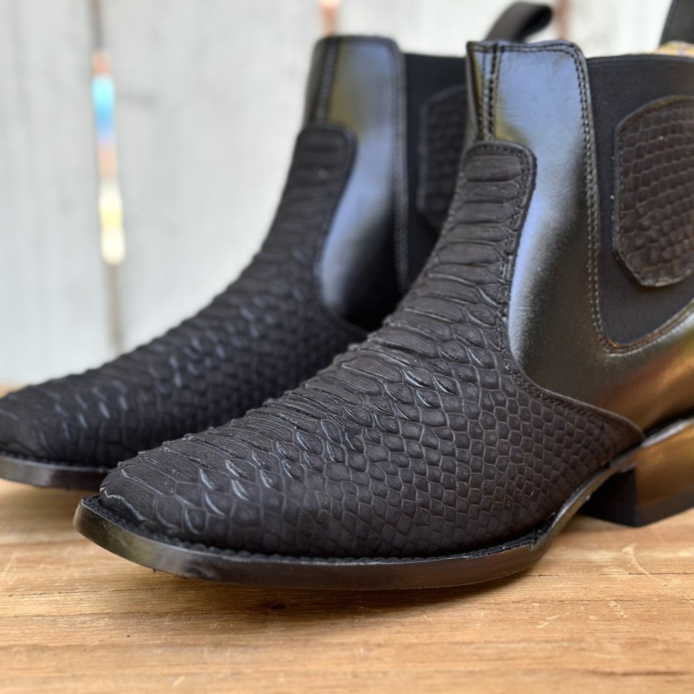 DB-Botin Imitación Pitón Negro - Botines Vaqueros Exoticos para Hombre (3)