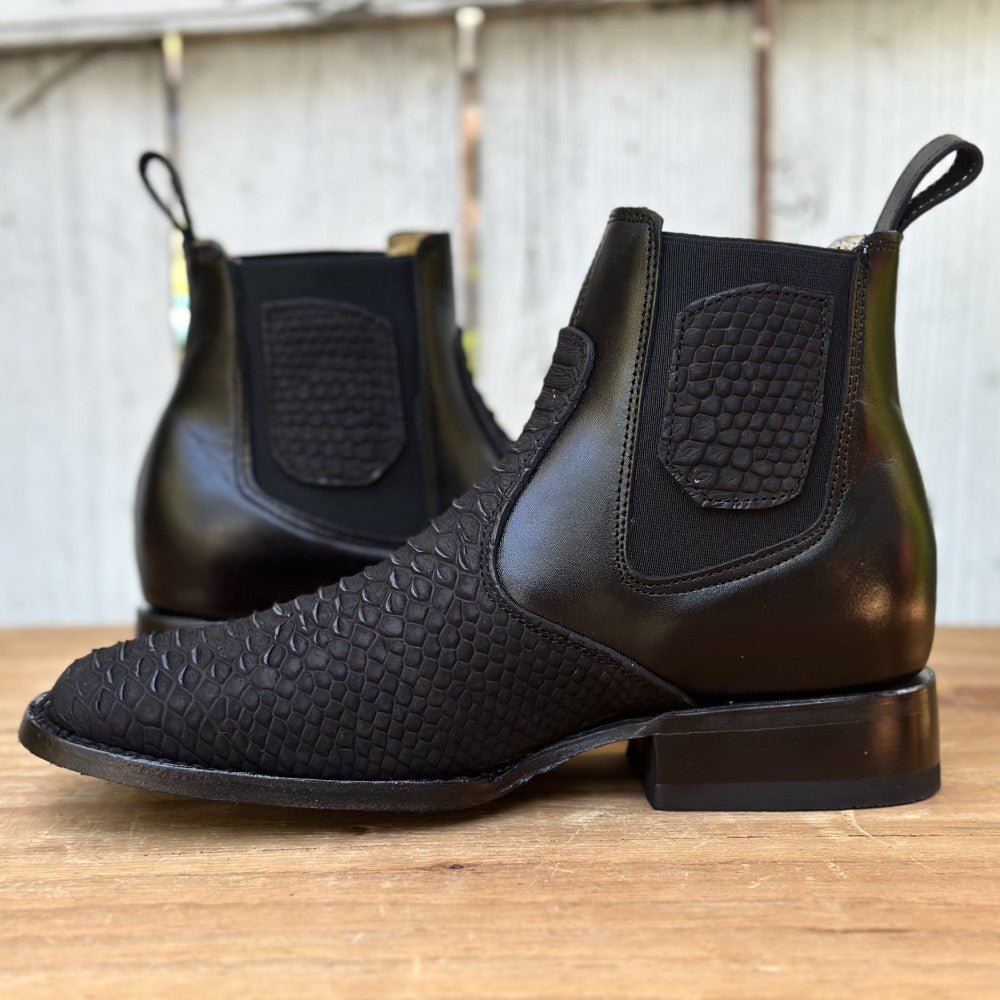 DB-Botin Imitación Pitón Negro - Botines Vaqueros Exoticos para Hombre (2)