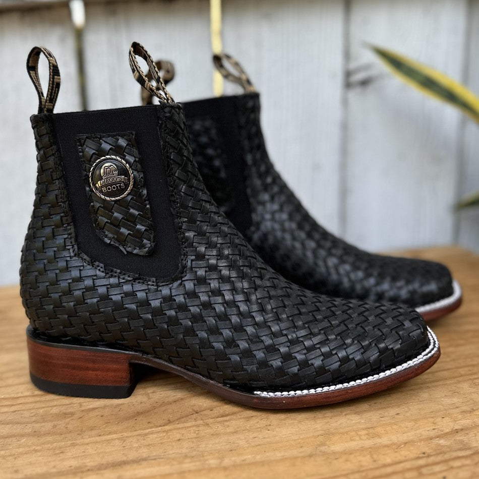 Cinto Vaquero para Hombre de Piel con Diseno Petatillo Color Tan-Choco 2