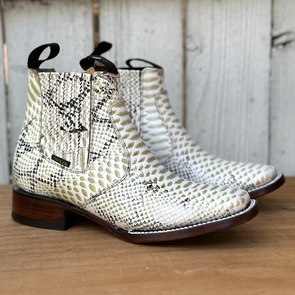 Good American Python Print Boot DB-Python Print Boot Natural - Exotic Western Ankle Boots for Men