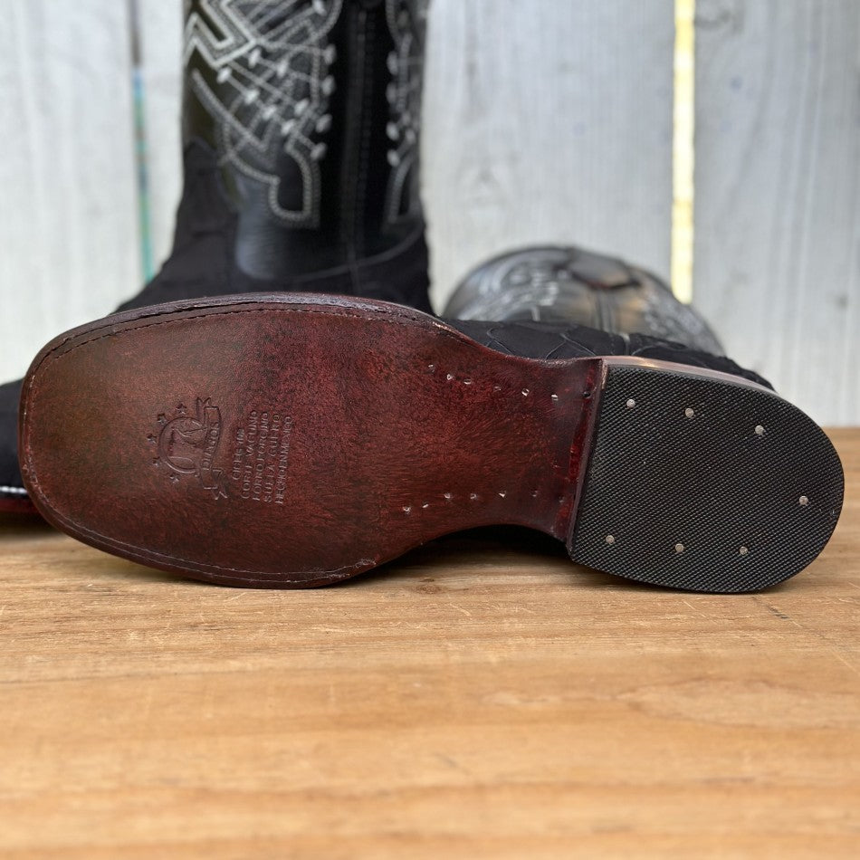 DB-Imitación Pirarucu Nobuck Negro - Botas Vaqueras Exoticas para Hombre (5)