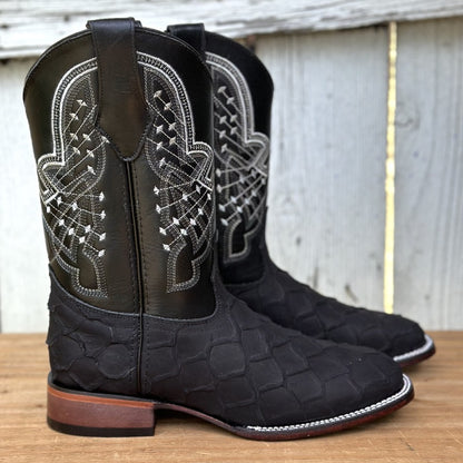 DB-Imitación Pirarucu Nobuck Negro - Botas Vaqueras Exoticas para Hombre (3)