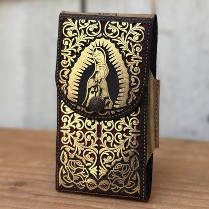 Cinturón Cortado a Láser "Virgen de Guadalupe" Dorado y Funda Vaquera Cortada a Láser (4)