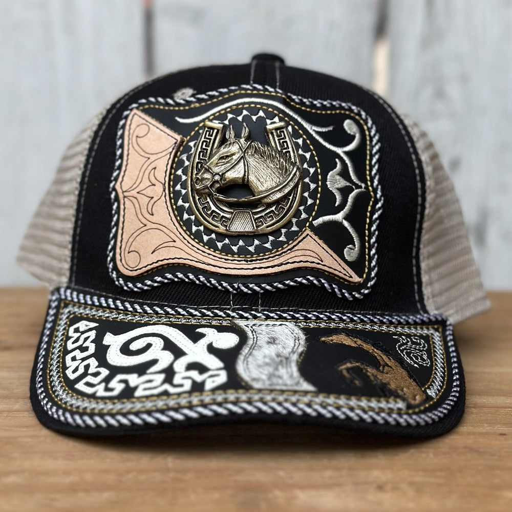 Gorra Vaquera " El Potro" Negro - Gorras Artesanales Mexicanas
