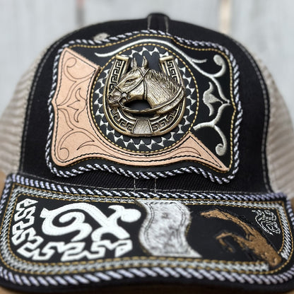 Gorra Vaquera " El Potro" Negro - Gorras Artesanales Mexicanas (3)