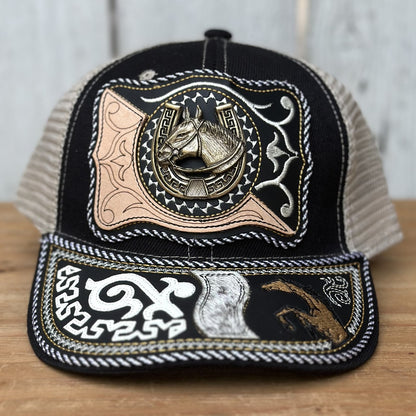 Gorra Vaquera " El Potro" Negro - Gorras Artesanales Mexicanas (5)
