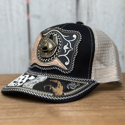 Gorra Vaquera " El Potro" Negro - Gorras Artesanales Mexicanas (2)