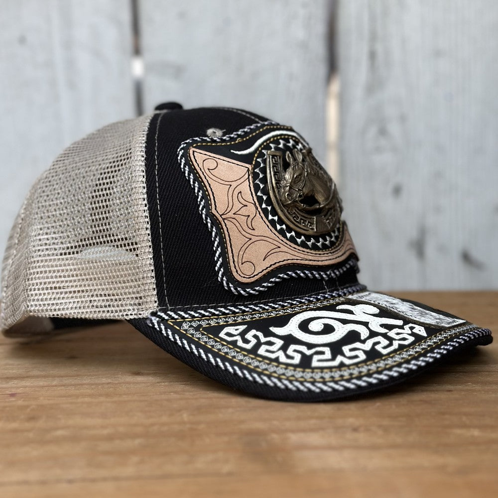 Gorra Vaquera " El Potro" Negro - Gorras Artesanales Mexicanas (4)