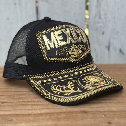 Gorra Vaquera Artesanal Negra “México de Oro” con Bordado Dorado y Águila Mexicana en la Visera | Gorras Mexicanas (5)