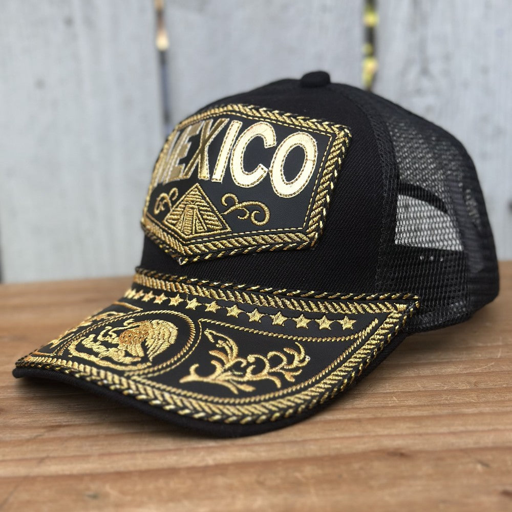 Gorra Vaquera Artesanal Negra “México de Oro” con Bordado Dorado y Águila Mexicana en la Visera | Gorras Mexicanas (4)