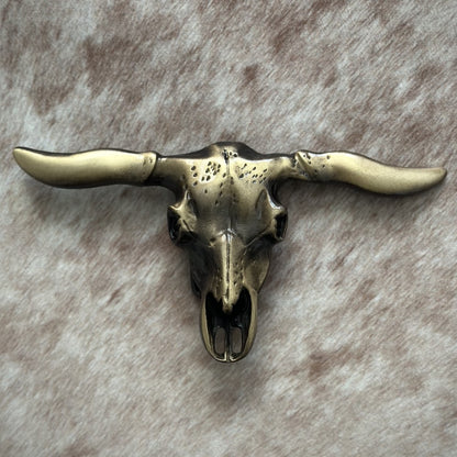 Hebilla Vaquera “Antique Brass Horn” en Forma de Calavera de Toro - Hebillas Vaqueras Mexicanas