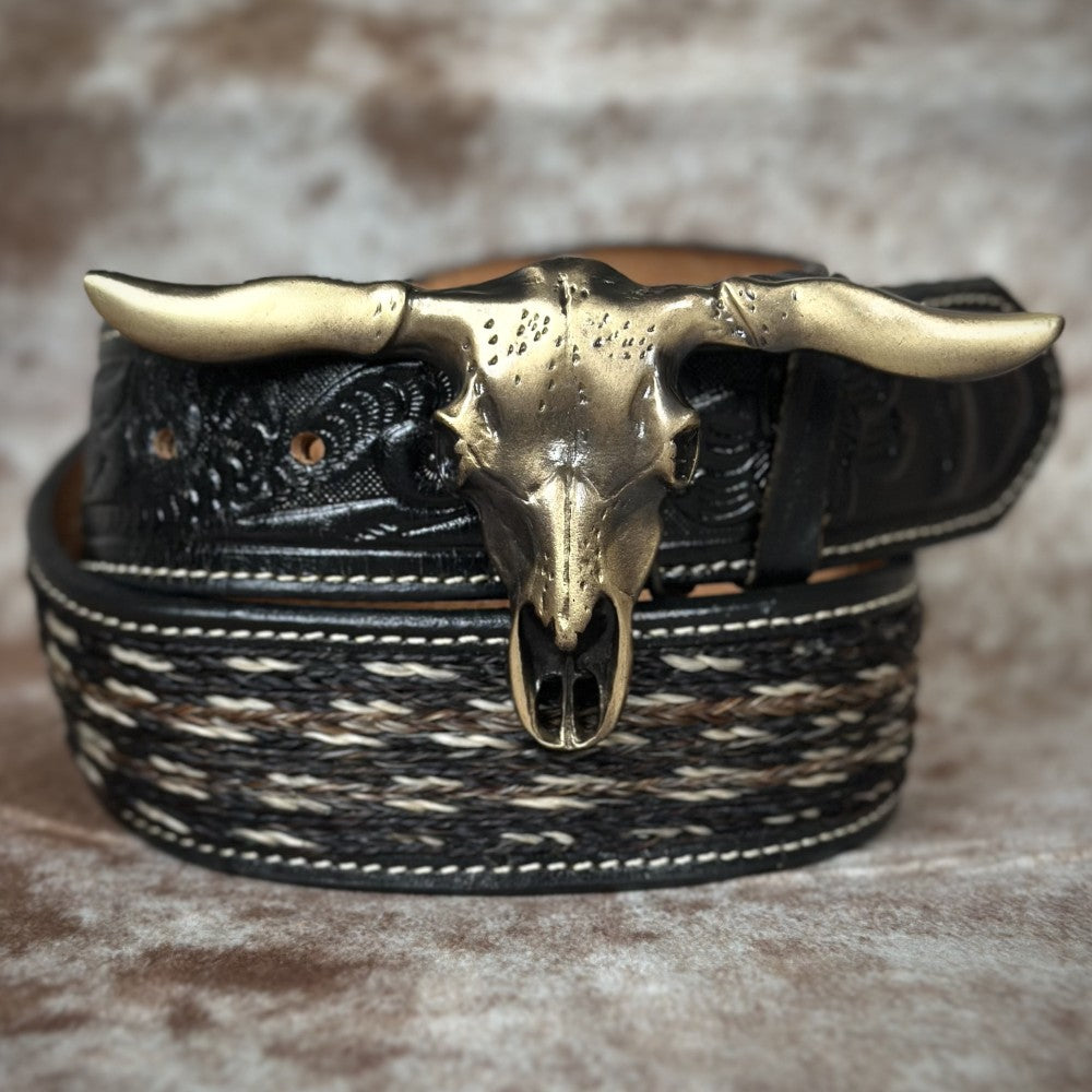 Hebilla Vaquera “Antique Brass Horn” en Forma de Calavera de Toro - Hebillas Vaqueras Mexicanas (2)