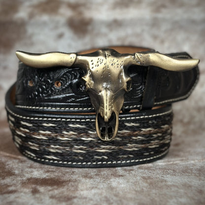 Hebilla Vaquera “Antique Brass Horn” en Forma de Calavera de Toro - Hebillas Vaqueras Mexicanas (2)
