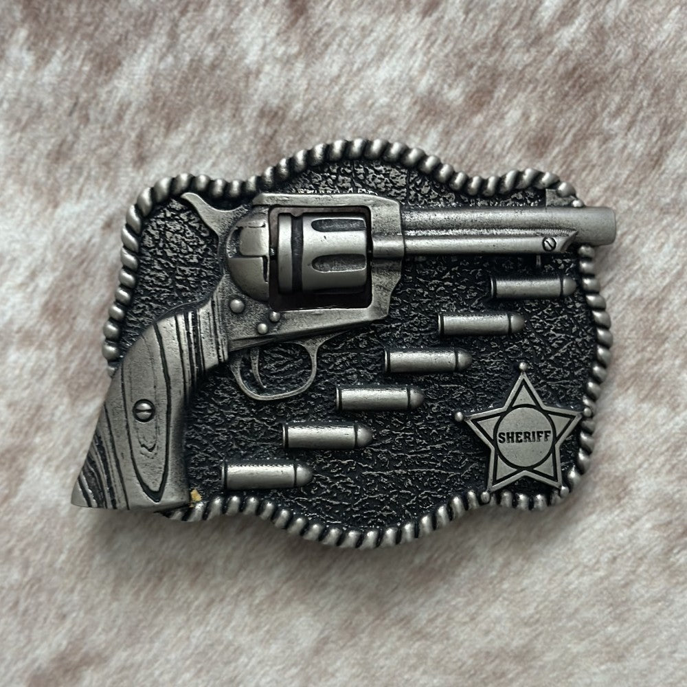 Hebilla Vaquera “El Pistolero” con Revólver de Tambor Giratorio - Hebillas Vaqueras para Cinturon