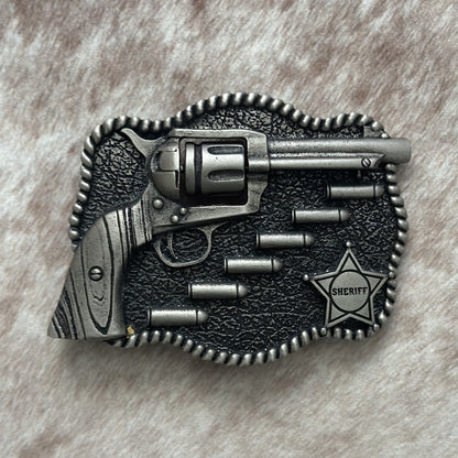 Hebilla Vaquera “El Pistolero” con Revólver de Tambor Giratorio - Hebillas Vaqueras para Cinturon