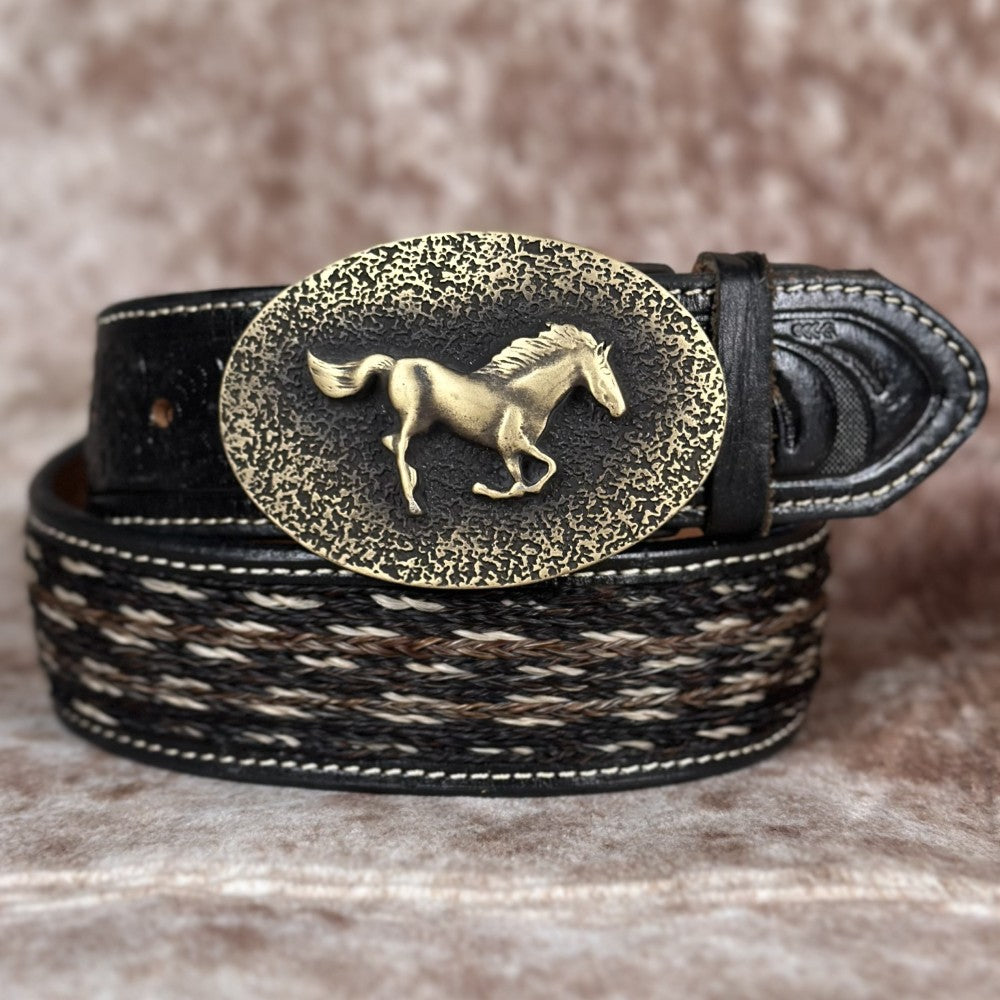 Hebilla Vaquera “El Potro Dorado” Ovalada con Caballo en Relieve - Hebillas Vaqueras Mexicanas para Cinturon (2)
