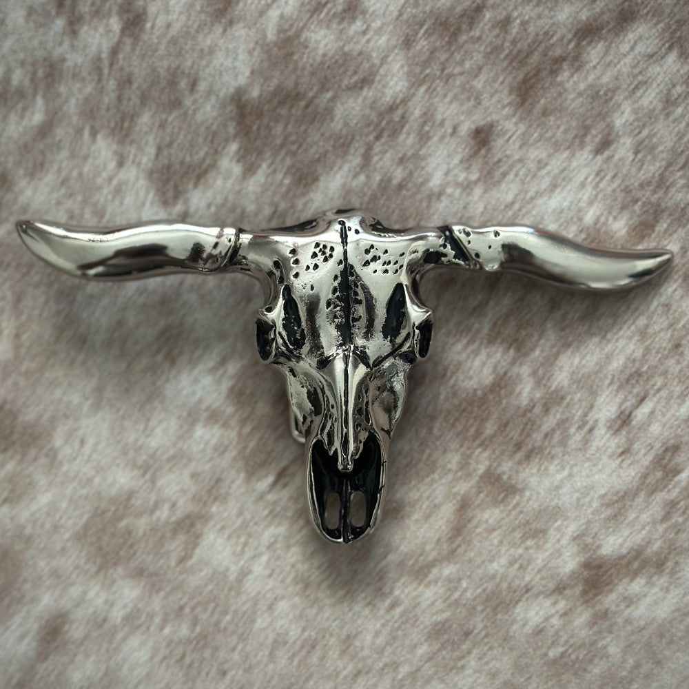 Hebilla Vaquera “Silver Horn” en Forma de Calavera de Toro - Hebillas Vaqueras Mexicanas