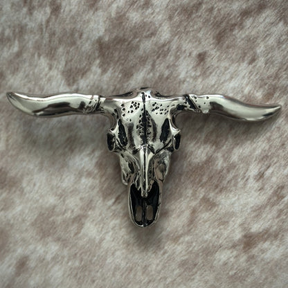 Hebilla Vaquera “Silver Horn” en Forma de Calavera de Toro - Hebillas Vaqueras Mexicanas