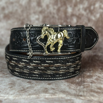 Hebilla Vaquera con Caballo Dorado y Cadena - Hebillas Vaqueras Mexicanas (2)