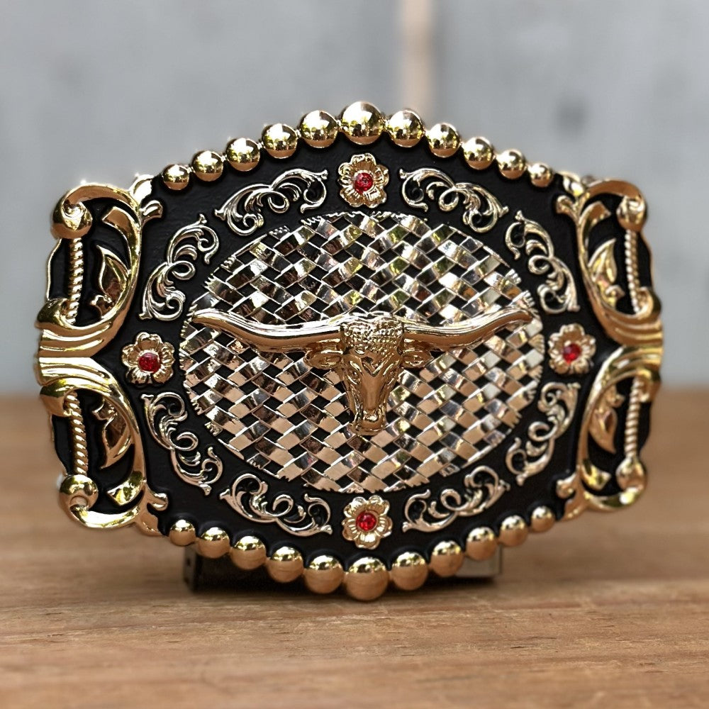 Hebilla Vaquera con DIseño de Petatillo y Toro Longhorn OLP-40 - Hebillas Vaqueras para Hombre (3)