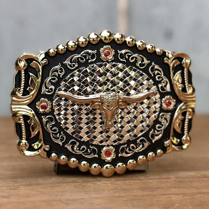 Hebilla Vaquera con DIseño de Petatillo y Toro Longhorn OLP-40 - Hebillas Vaqueras para Hombre (3)