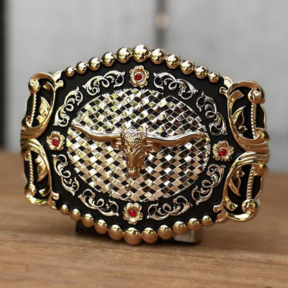 Hebilla Vaquera con DIseño de Petatillo y Toro Longhorn OLP-40 - Hebillas Vaqueras para Hombre (2)