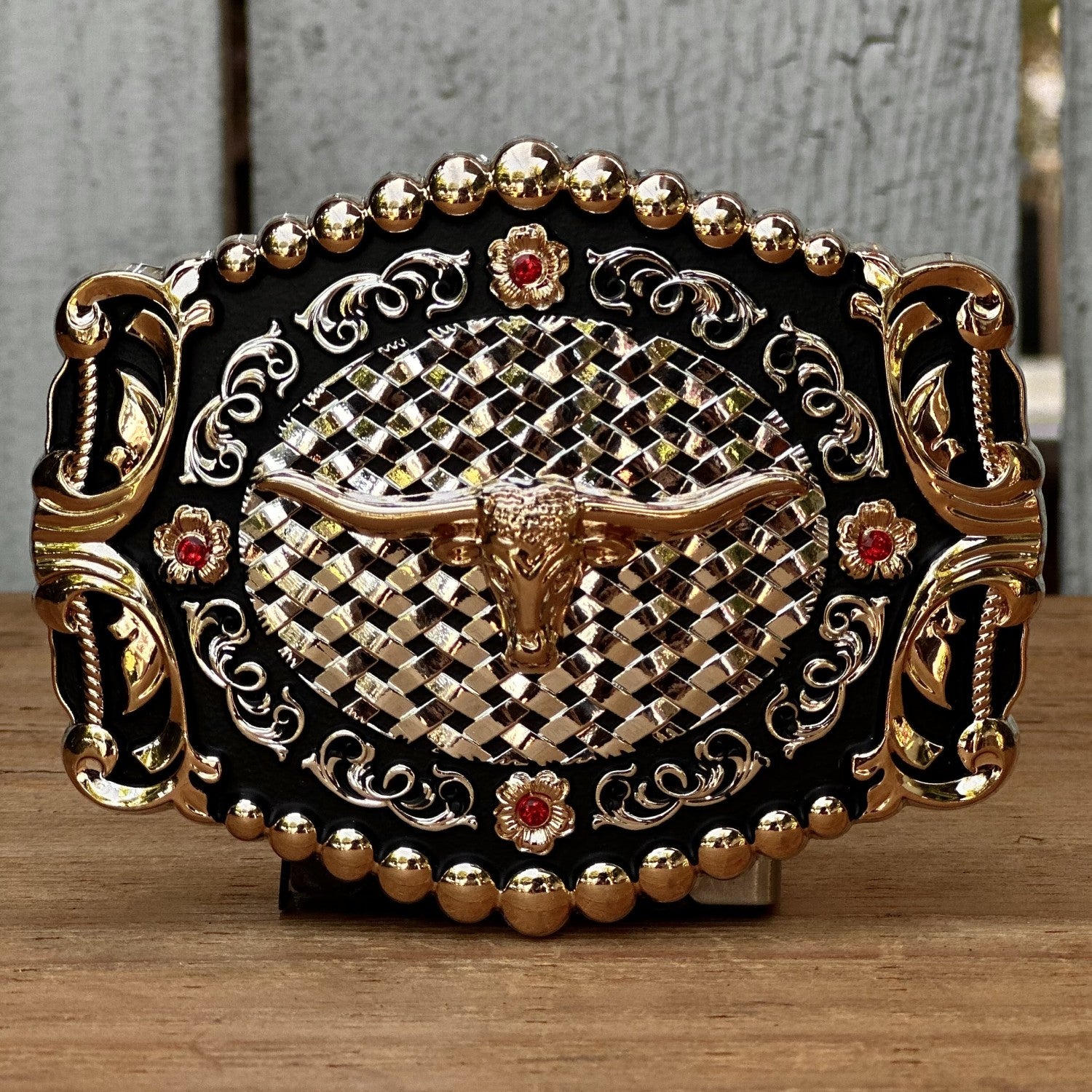 Hebilla Vaquera con DIseño de Petatillo y Toro Longhorn OLP-40 - Hebillas Vaqueras para Hombre (4)