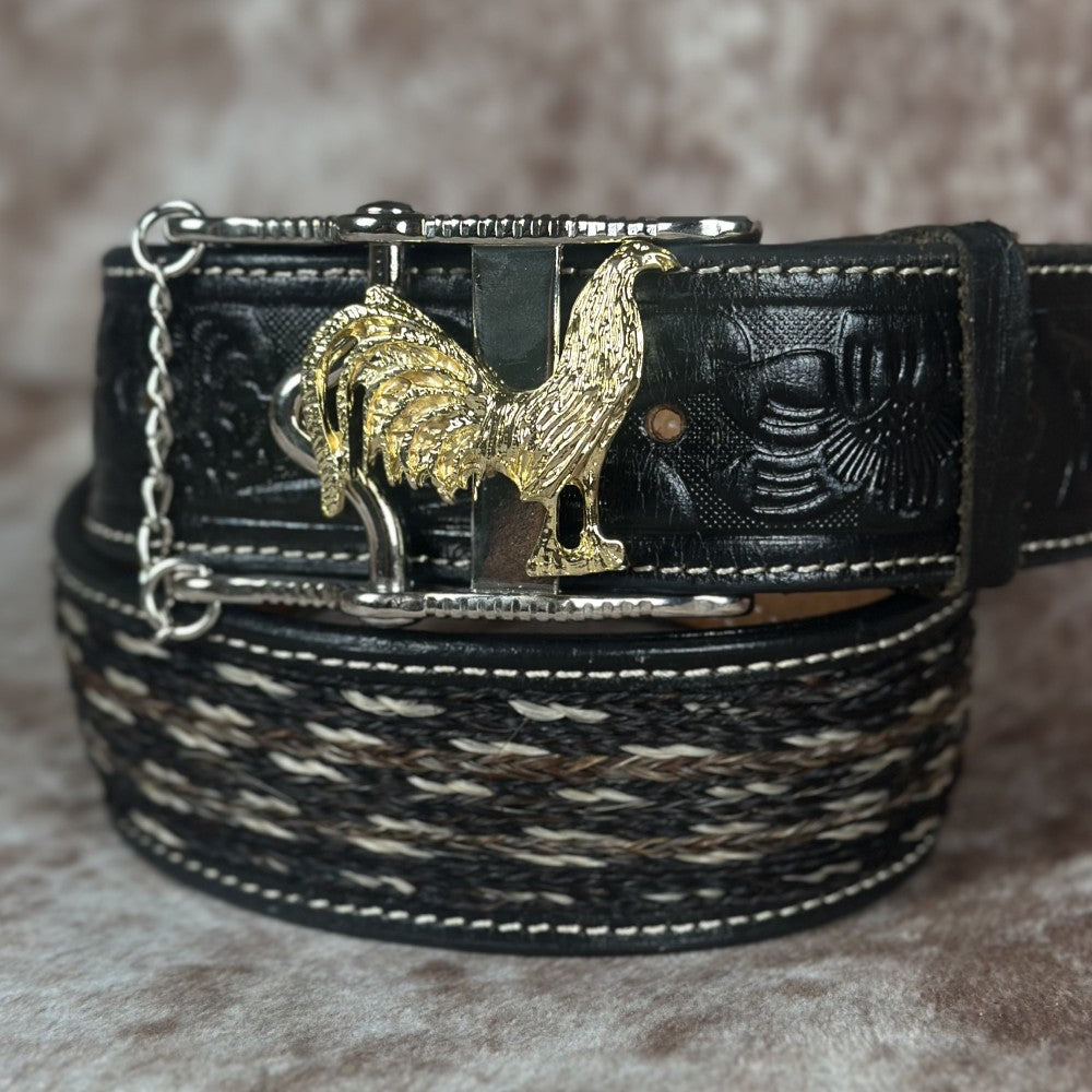 Hebilla Vaquera con Gallo Dorado y Cadena - Hebillas Vaqueras Mexicanas (4)