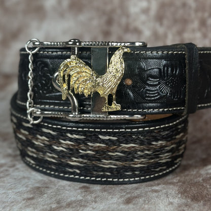Hebilla Vaquera con Gallo Dorado y Cadena - Hebillas Vaqueras Mexicanas (4)