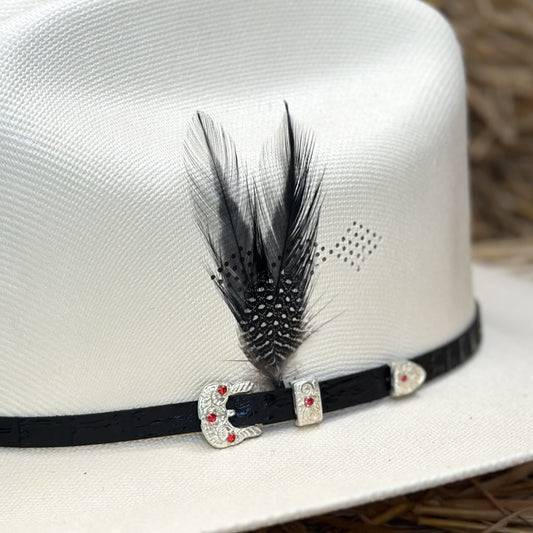 Pluma Decorativa en Negro y Blanco para Sombrero Vaquero