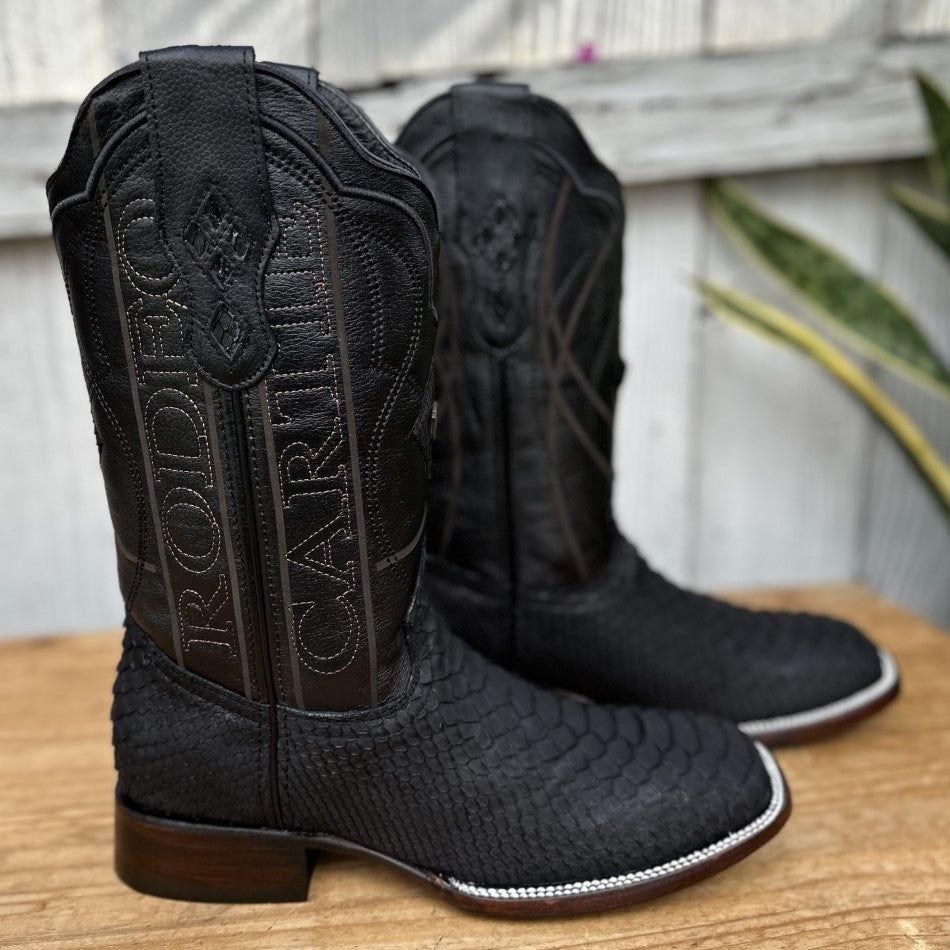 RC-Python Negro Botas Vaqueras Exoticas para Hombre Botas de Piton