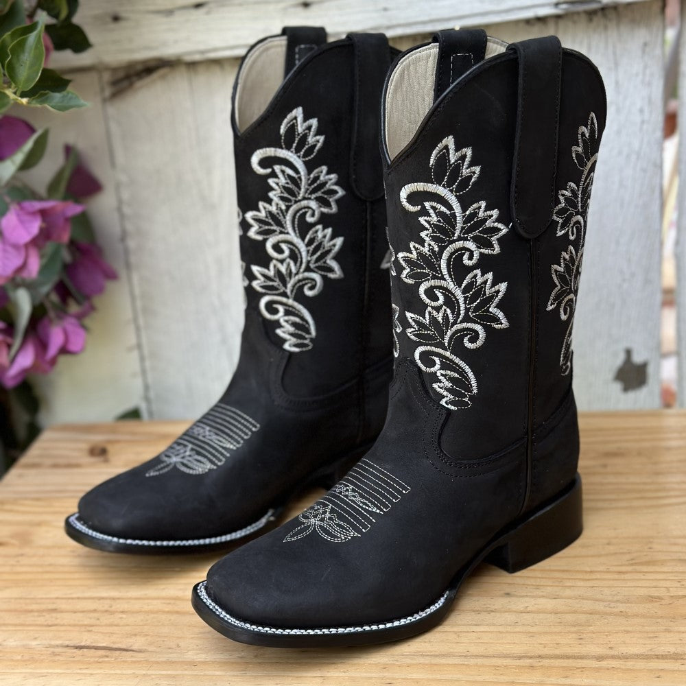 Bota Vaquera Bota Alta Negra Cuña Botas Negra Para Mujer SB-420