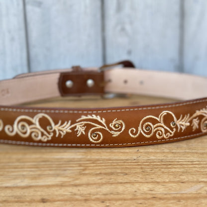 SB-Coqueta Cafe - Embroidered Western Belts for Women