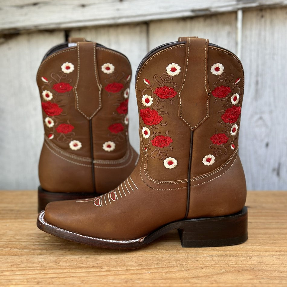 SB-Rose Brown - Short Shaft Western Boots for Women