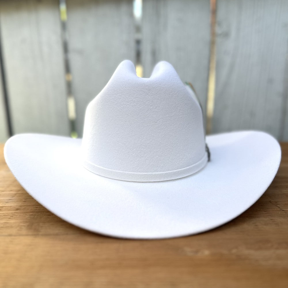 Texana 6X Chaparral Blanca Estilo SInaloa de Cuernos Chuecos | Texanas Vaqueras Blancas