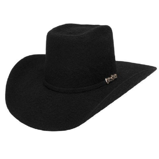 Cuernos Chuecos USA - Felt Cowboy Hats for Men / Texanas Para Hombre - 10X Vakera Grizzly Black - Texanas Para Hombre