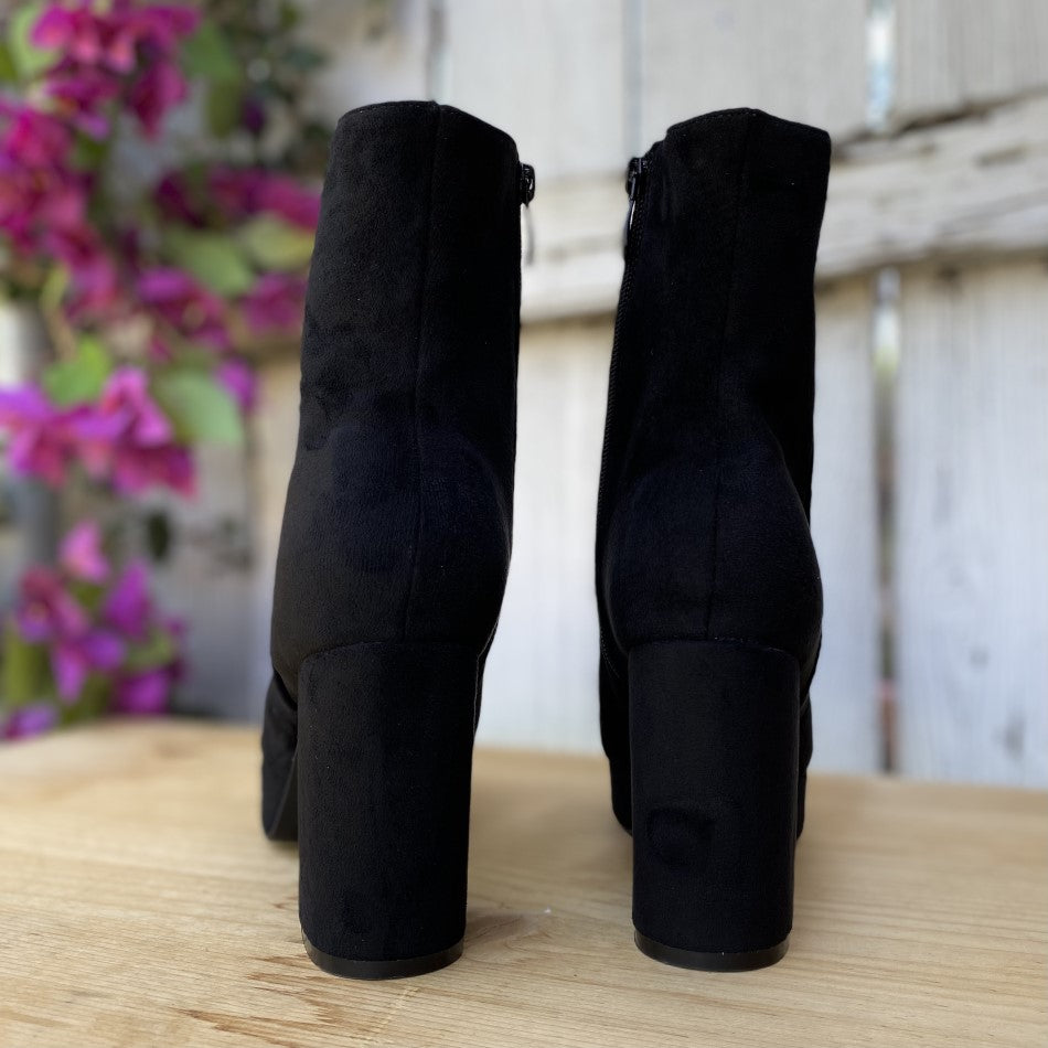 Botas de Suede - CT-01 Negro - Botas de SUede para Mujer - Botas con Tacon Mujer - Botas con Tacon