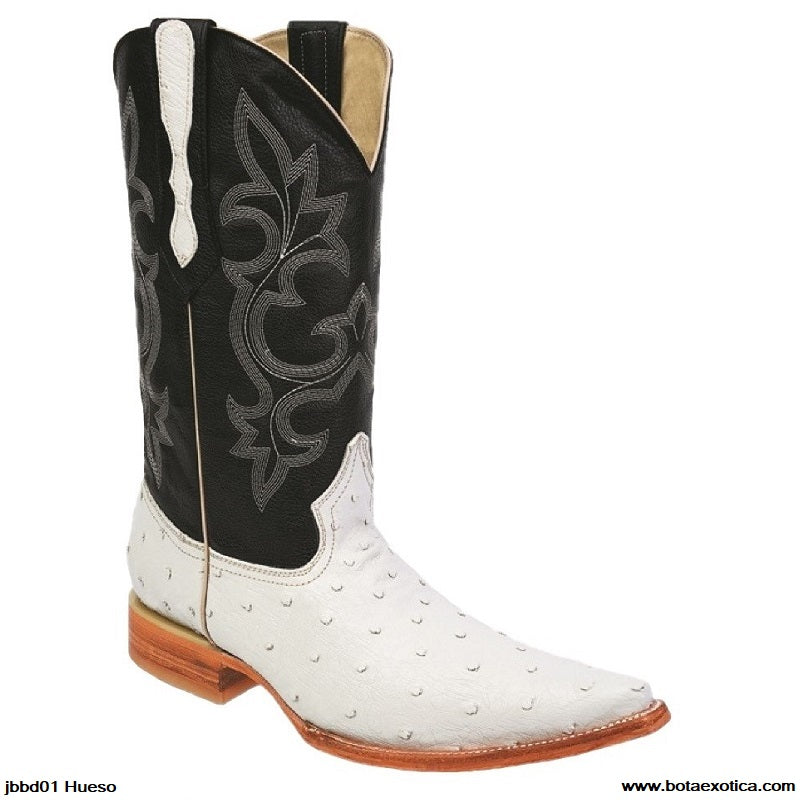 Botas Men JBBD01 Ostrich Print Bone - Exotic Western Boots for Men