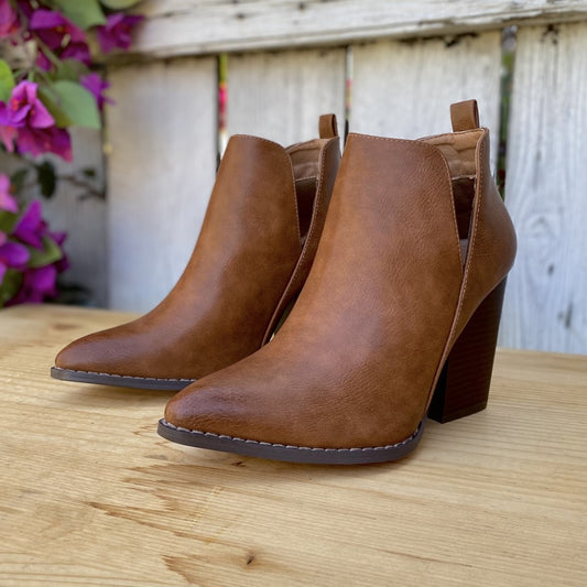 Botin con Tacon para Mujer - SL-01 Tan - Botines con Tacon - Botines para Mujer