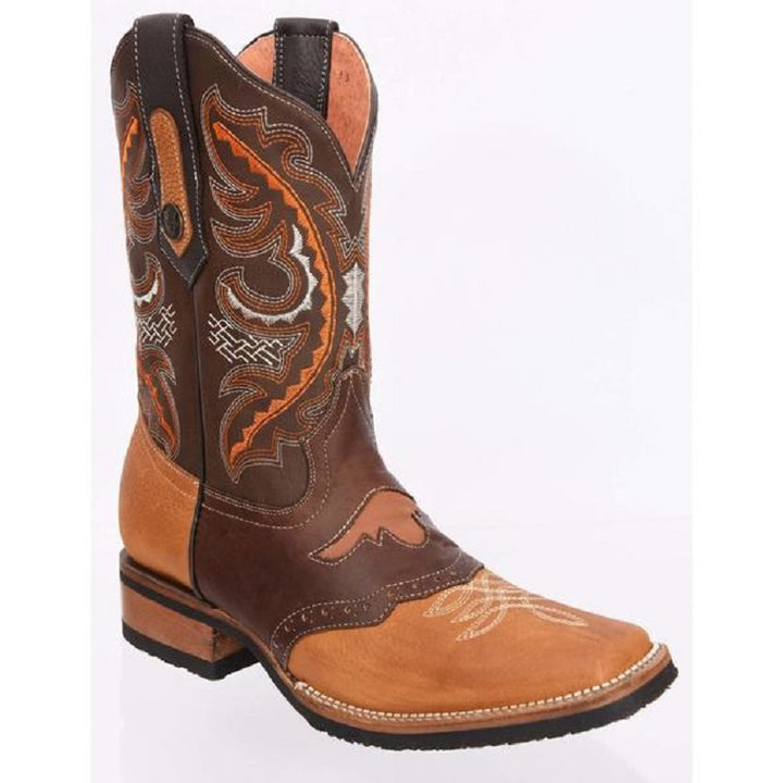 Joe Boots - JB-030- Tan with Brown/ Cafe con Tan - Rodeo Boots for Men / Botas de Rodeo Para Hombre - Exotic boots, western boots, rodeo boots, cowboy boots - botas exoticas, botas vaqueras, botas de rodeo