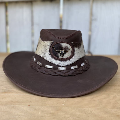 Sombrero de Piel Cafe Oscuro con Pelo de Vaca - Sombreros de Piel - Sombreros de Piel para Hombre