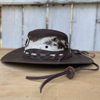 Sombrero de Piel Cafe Oscuro con Pelo de Vaca - Sombreros de Piel - Sombreros de Piel para Hombre