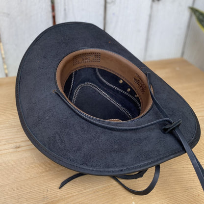 Sombrero de Piel Negro con Cocodrilo Imitacion - Sombreros de Piel Negro - Sombreros de Piel para Hombre