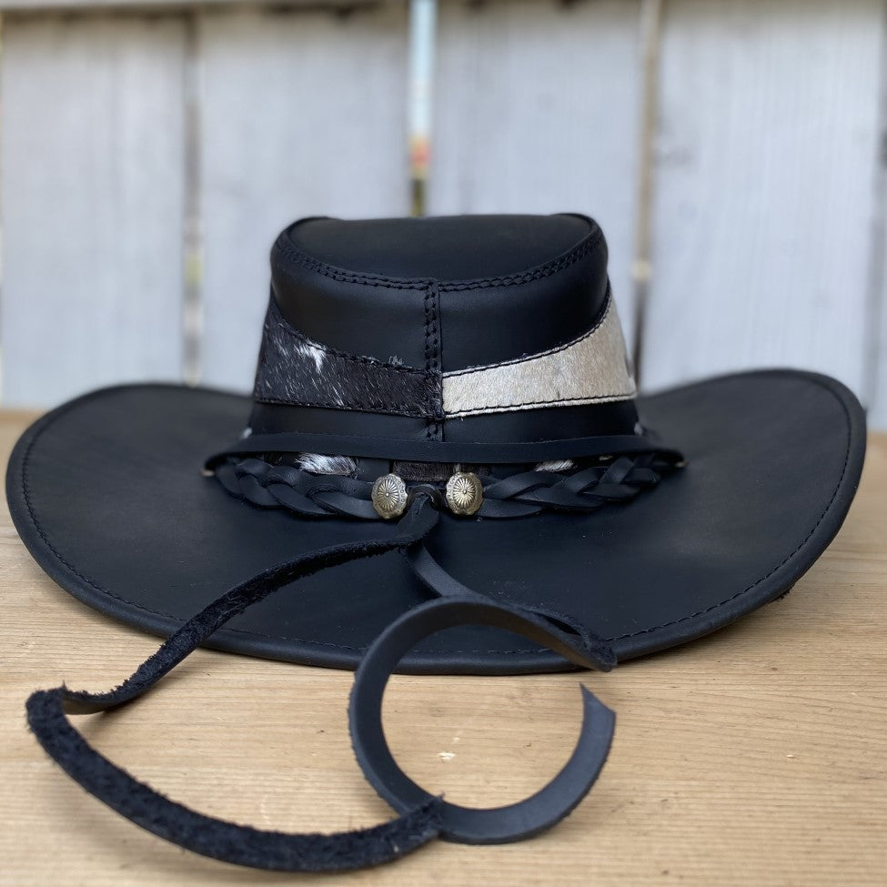 Sombrero de Piel Negro con Pelo de Vaca - Sombreros de Piel - Sombreros de Piel para Hombre