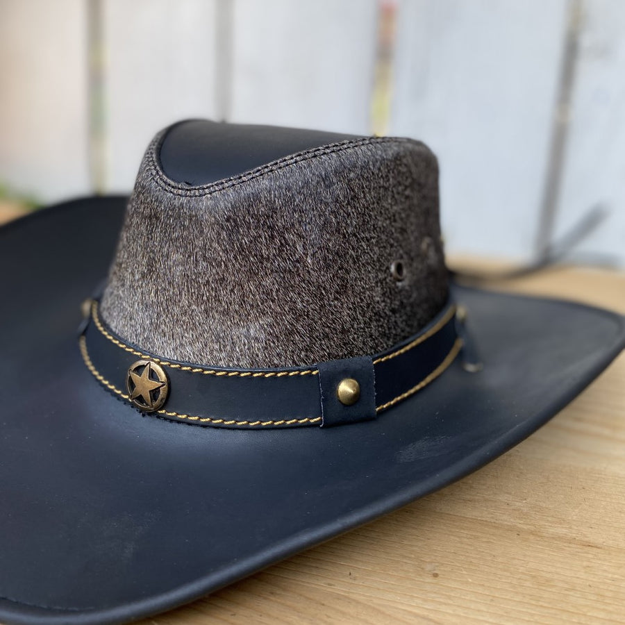 Sombrero de Cuero Negro con Pelo Vaca Original - Sombreros de – Bota Exotica Western Wear - Amor Sales Store