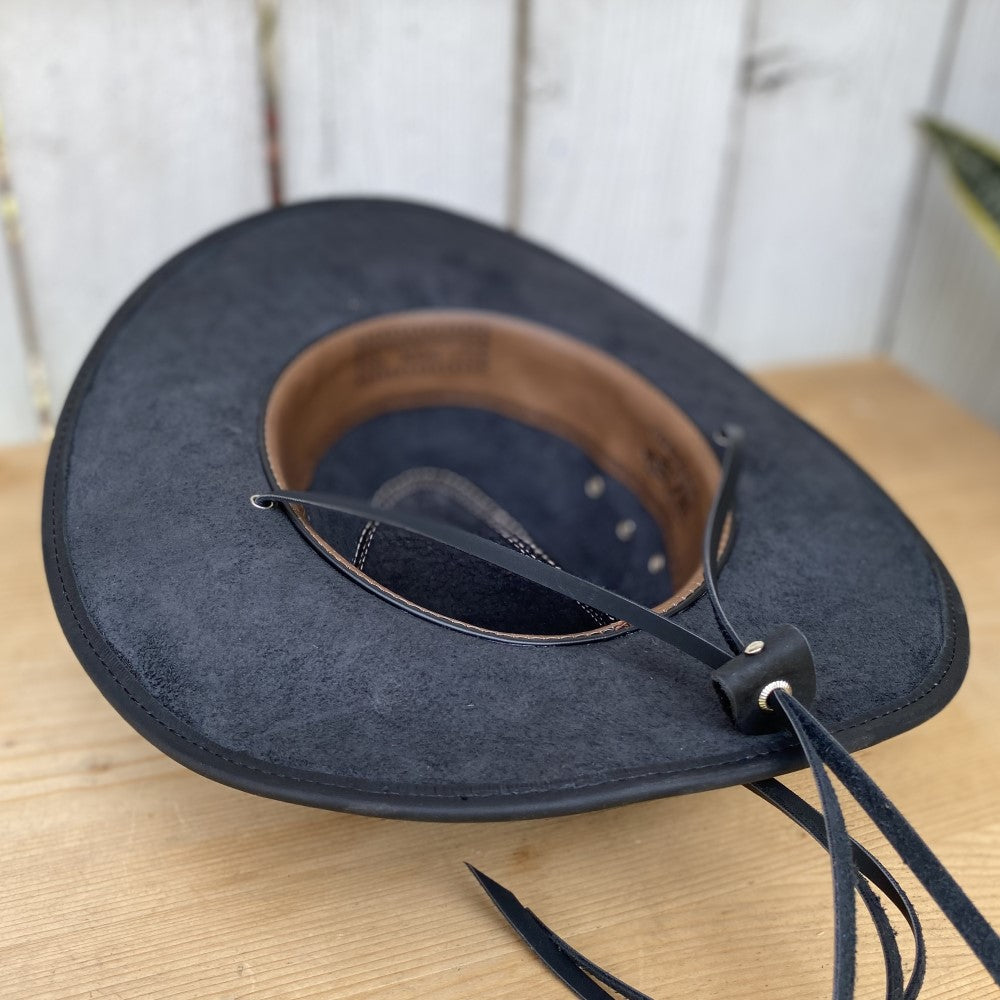 Sombrero de Piel Negro con Conchos - Sombreros de Piel - Sombreros de Piel para Hombre