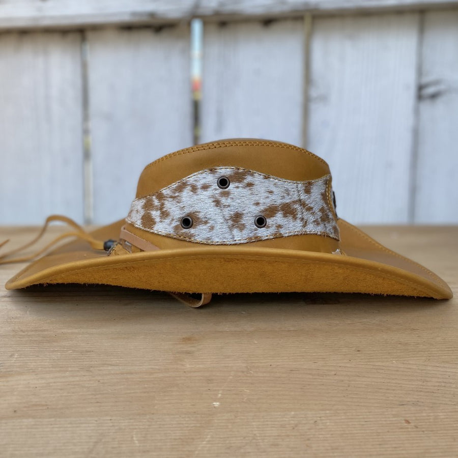 Sombrero de Piel Tan con Pelo de Vaca - Sombreros de Piel - Sombreros de Piel para Hombre