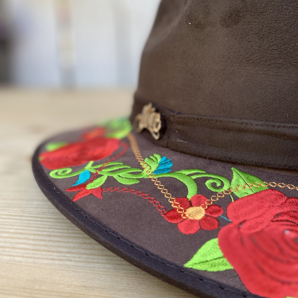 Sombrero de Fieltro para Mujer color Cafe Oscuro - Sombrero Mexicano de FIeltro - Sombreros de Fieltro