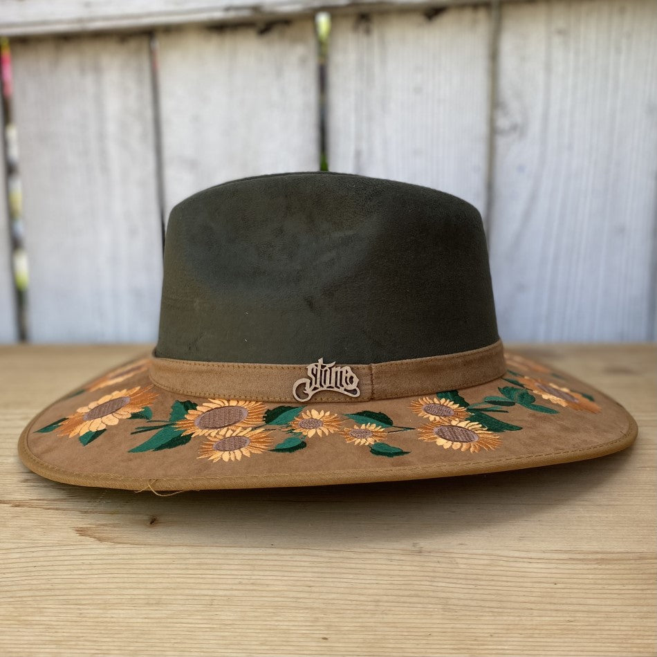Sombrero para Mujer de Fieltro con Girasoles - Sombrero FIeltro de Mexico - Sombreros Mexicanos de Fieltro - Sombreros de Fieltro