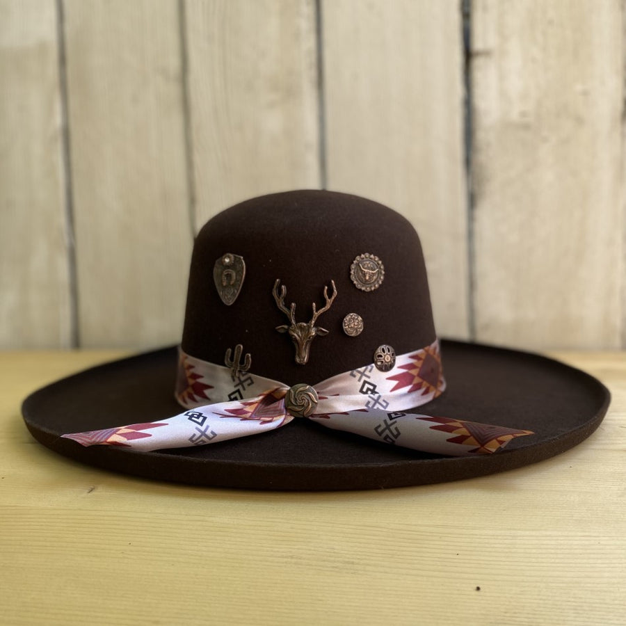 Sombreros para Mujer - Texana Open Crown Con Herraje - Sombreros para Mujer Mexicanos - Sombreros para Mujer Vaqueros - Sombreros para Mujer Texanas - Sombreros para Mujer de Fieltro - Bota Exotica